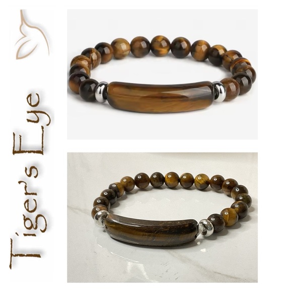 🐘🐘 Natural Tigers Eye Men’s Bracelet - Picture 1 of 9